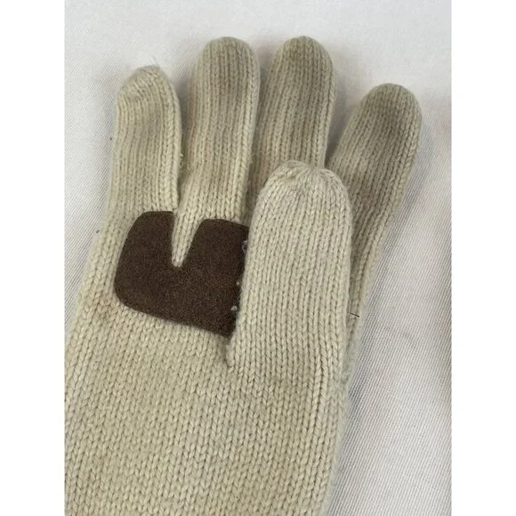 Vintage Suede And Knit Gloves Mittens Beige Cream Brown - Picture 6 of 10